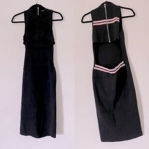 English Factory Dress Black Medium M Bodycon Midi Cut Out Summer Cocktail Tank